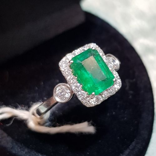 Real Emerald Wedding Ring White Gold Diamond Emerald Ring Women Emerald Rings