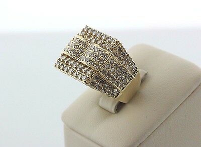 14K Yellow Gold 3.5ct Diamond Layered Design Men's Ring - Size 8.25