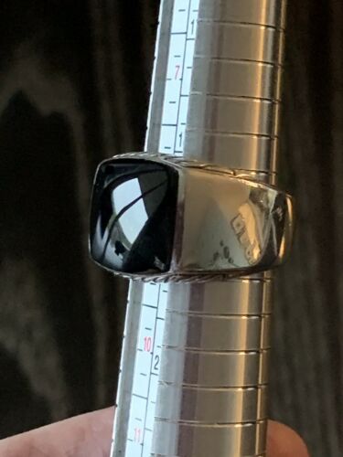 David Yurman Men’s Sterling Silver (925) Signet Ring Black Oxyx Gemstone Size 9