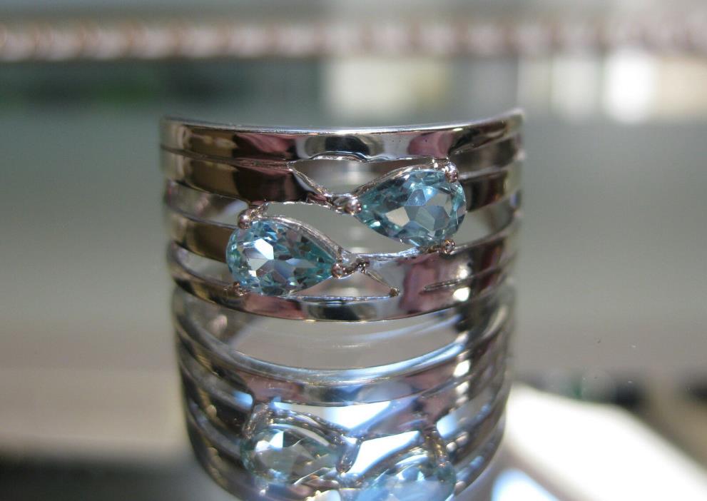 Men's Apatite 2 Stone Ring In 925 Sterling Silver-New Apatite Ring Size 10