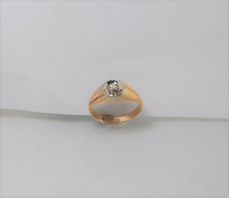 (42732) Mens 10-14k duo gold diamond solitaire ring