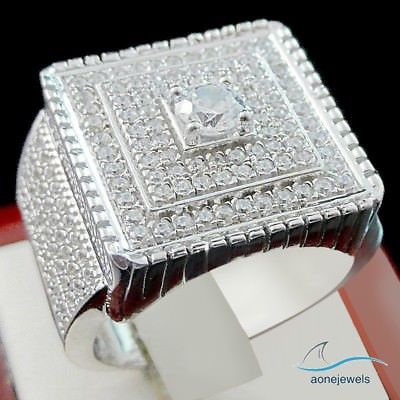 4.00 Ct White Gold Over Mens Round Diamond Wedding Band Engagement Pinky Ring