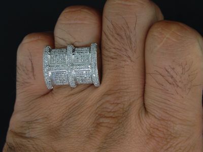 White Gold Fn Mens Round Diamond Wedding Engagement Pinky Ring Band 3.50 Ct