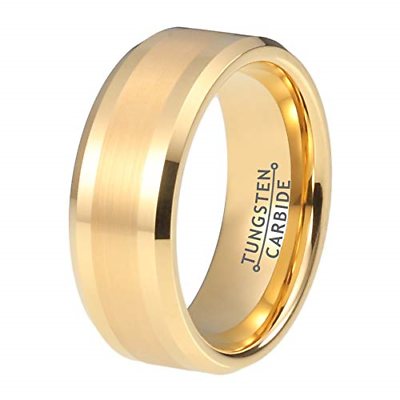 Wow Jewelers 8mm Gold Tungsten Rings for Men Women Wedding Bands Matte Polished