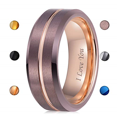 LaurieCinya Tungsten Carbide Ring Men Women Wedding Band Engagement Ring 8mm Fit
