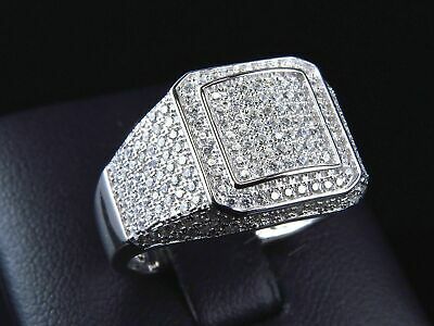 Solid 10k White Gold Engagement Wedding Ring For Men's 2.00ct Round Cut Diamond