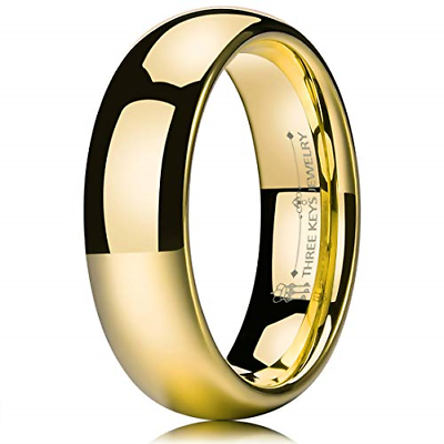 THREE KEYS JEWELRY 6mm Tungsten Carbide Wedding Ring for Women Wedding Band Ring