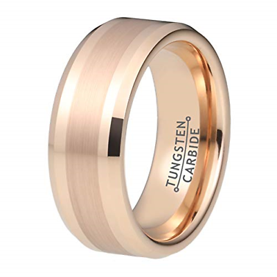 Wow Jewelers 8mm Mens Tungsten Rings Womens Rose Gold Wedding Bands Matte Finish