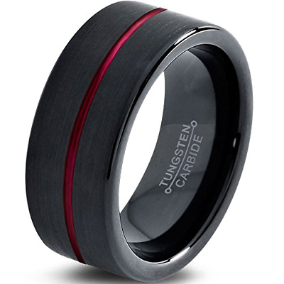 Chroma Color Collection Tungsten Wedding Band Ring 8mm for Men Women Red Black 5