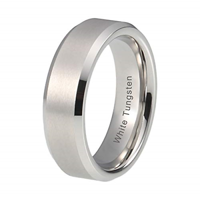 iTungsten 6mm White Tungsten Carbide Rings For Women Men Wedding Bands Platinum