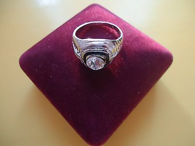 Men's Ring With One Big  Crystal Or Rhinestones Silver Plate Size - 12.0   #R17.