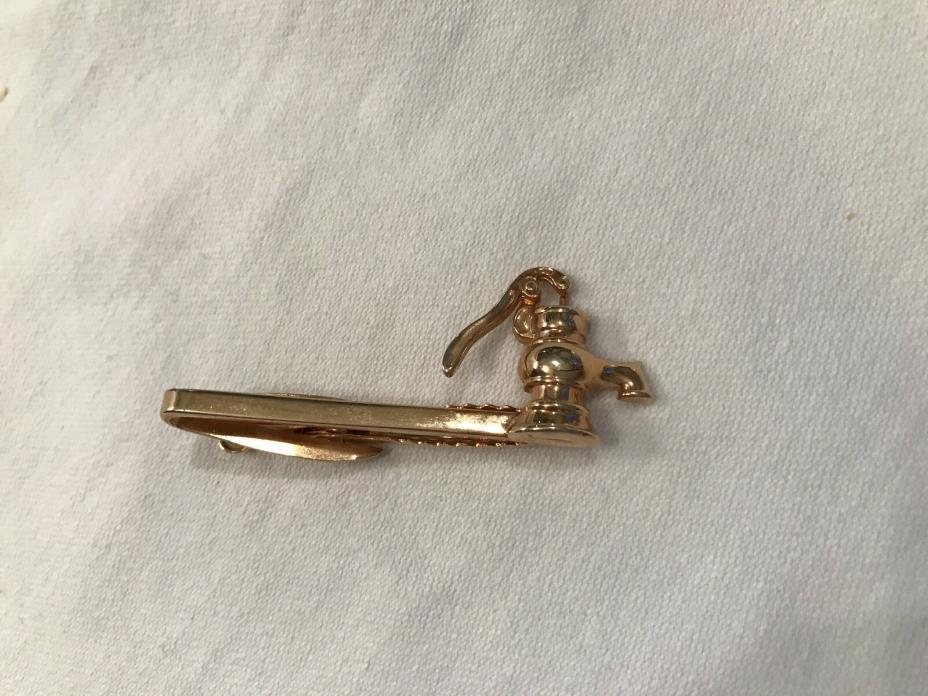 Vintage Hickok Tie Clip Well Water Hand Pump Gold-Tone Metal Handle Moves USA