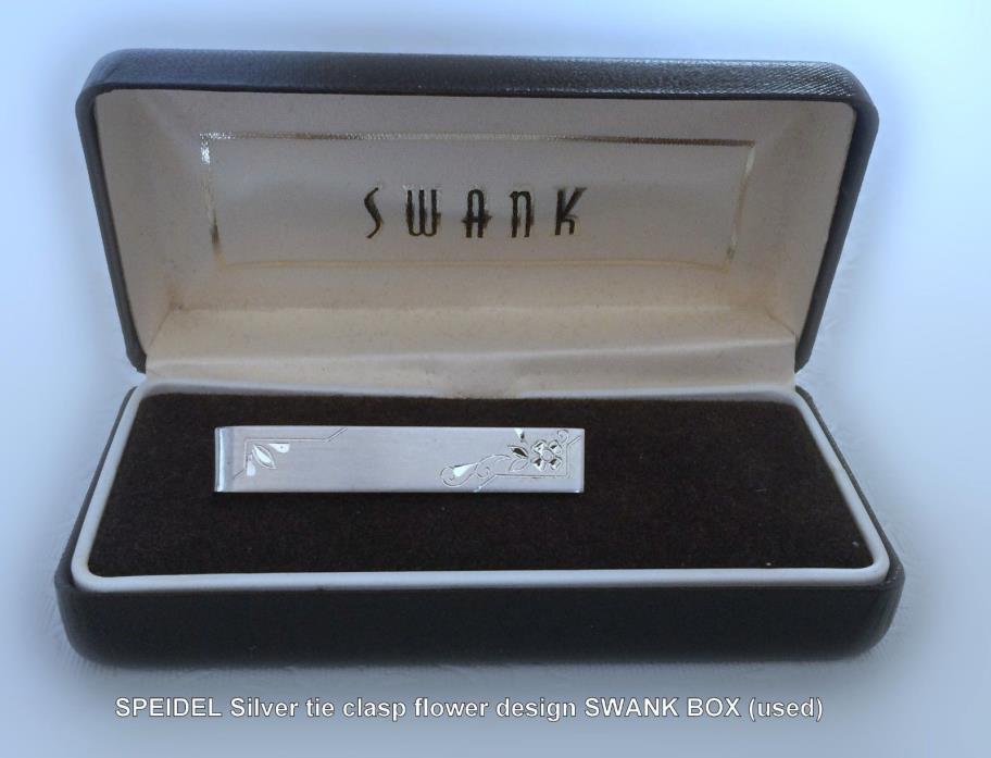 SPEIDEL Silver tie clasp flower design SWANK BOX (used)