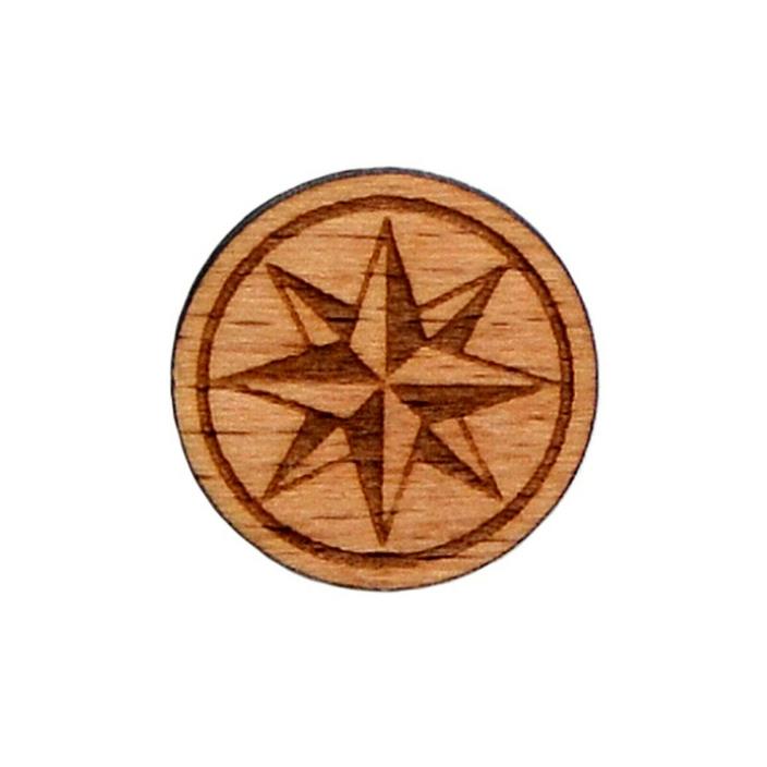 Compass Wood Lapel Pin