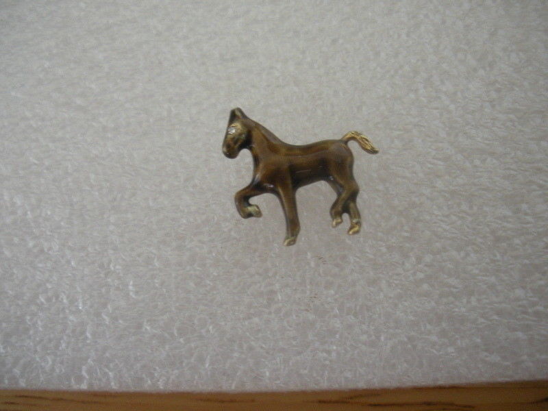 14k Gold Brown Enamel Pony Horse Tie Tac ~ Lapel Pin ~ Hat Pin