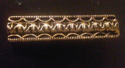 Vintage Mens Tie Clip Bar Gold Tone Filigree on Black Swank