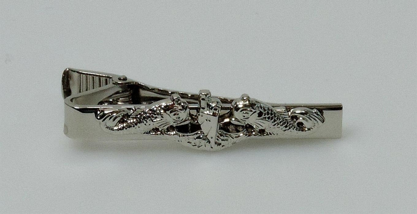 US Navy Submarine Insignia Tie Clip Bar Silver Enlisted Dolphins