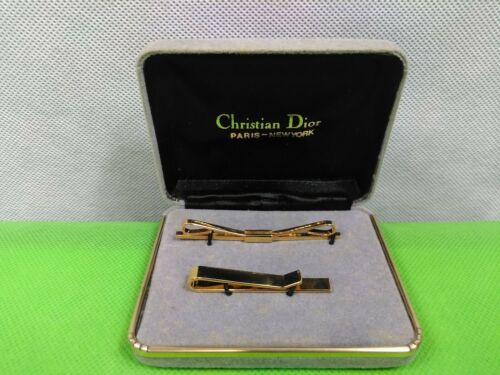 Christian Dior New York Vintage Tie Bar Set NIB Men Tie Clasp Tie Bar Set