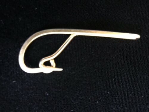 Mustad & Son Fish Hook Tie Clip made in Norway Gold Tone