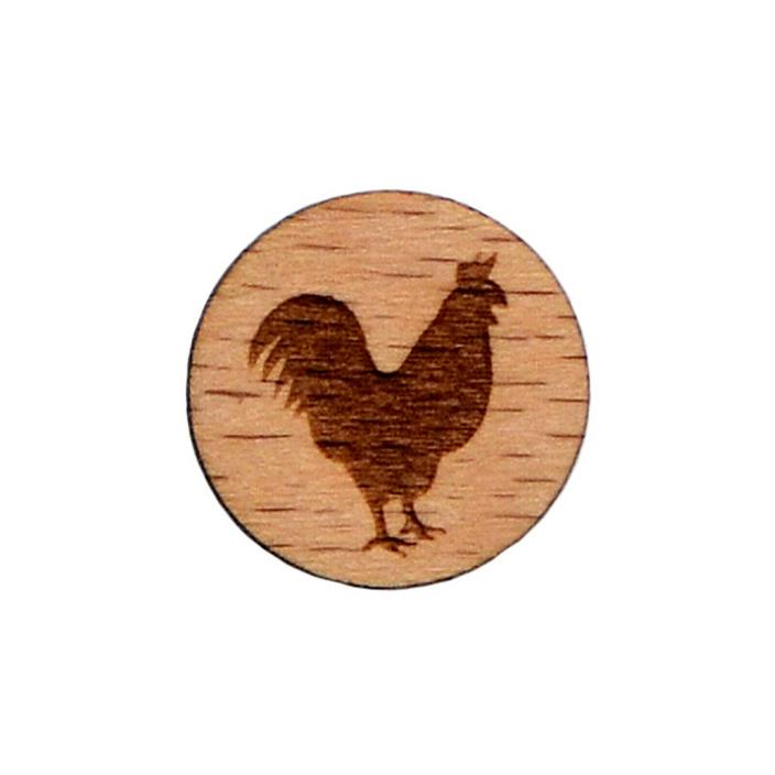 Rooster Wood Lapel Pin