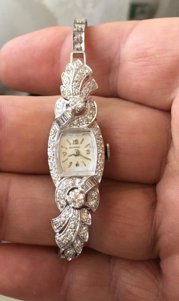 WITTNAUER  14k w gold 3ct  diamond watch