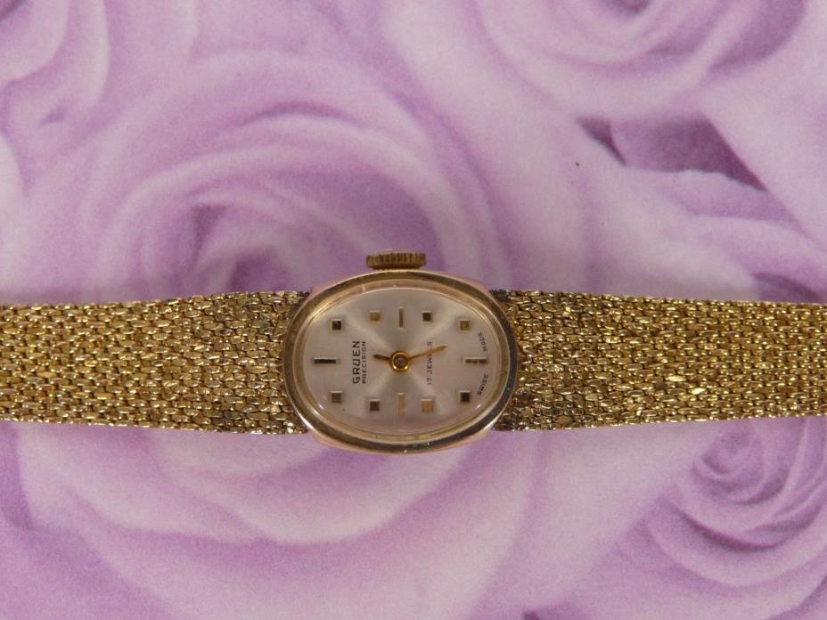 Gruen Precision Quartz Gold Plated Ladies Watch 17 Jewels