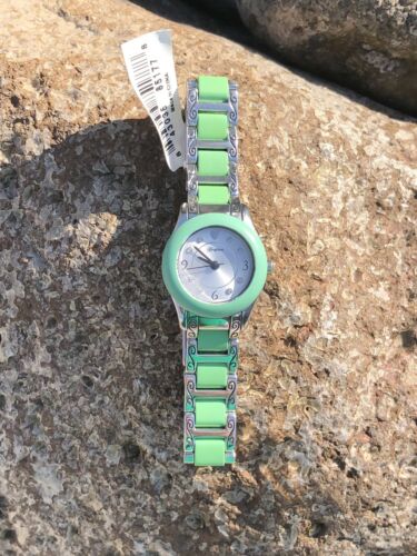 ? NEW Brighton BABY BROOKLYN Spearmint Mint Lime Green Watch Clock Time Silver ?