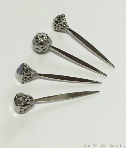 Set of 4 Hat Stick Pins Sterling Silver 2.5