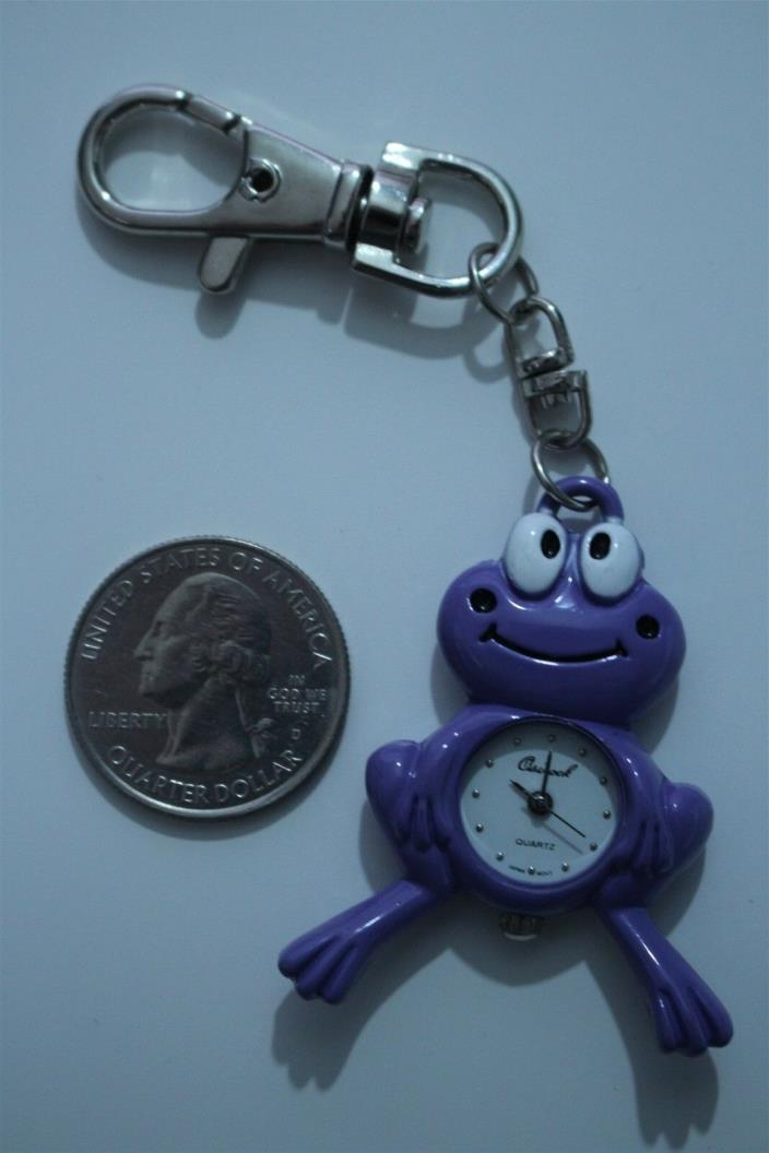 Osirock Quartz Clock Purple Metal Frog Clip On Charm Purse Handbag