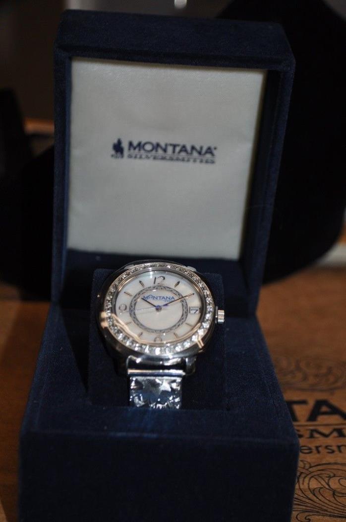 NIB Montana Silversmiths Womens Wrist Watch Gorgeous Silver Band w~ Pearl Face