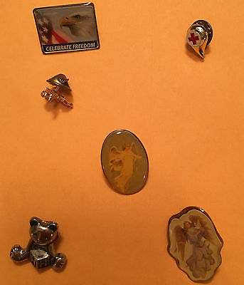 VINTAGE JEWELRY FROM ESTATE SALE 6 PIN/BROOCHES GREAT VARIETY FIRSTAID BEAR #J25