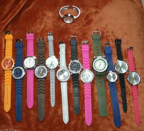 Geneva Gossip Figaro Watch Lot Of 13 Rubber Strap Bling Watches
