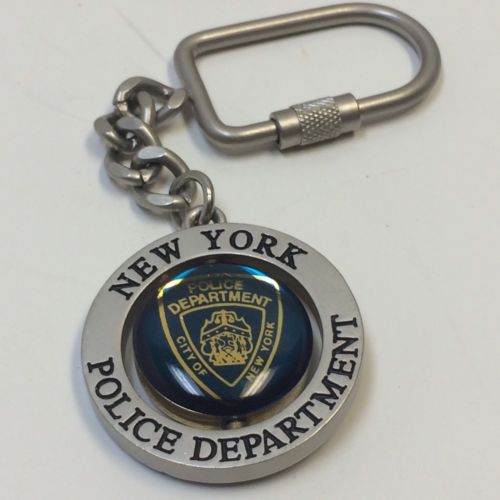 New York City Police Department Key Chain ~ Metal & Blue Epoxy ~ Spinner