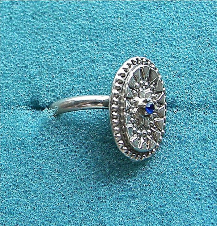 Vogue Silver Tone Ring with Blue Stone -  Vogue Jewelry - Vtg