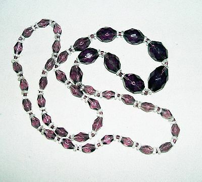 PURPLE CRYSTAL BEAD Necklace ART DECO Czech Glass Beads Antique