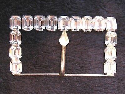 SPARKLING Deco 1930 Silver Crystal Paste Rhinestones Belt Sash Buckle 3