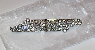 Vintage Art Deco Rhinestone and Silver Tone Bar Pin
