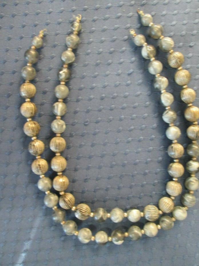 VINTAGE ART DECO Plastic and Unusual metal BEADS 2 strands