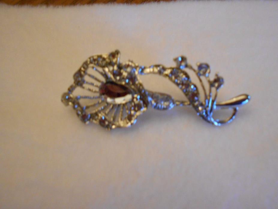 Antique Flower Shaped Clear Stone Pin