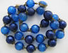 Vtg 50s Beaded Necklace Big Celluloid Plastic Azure Sapphire Blue Jeweled Clasp