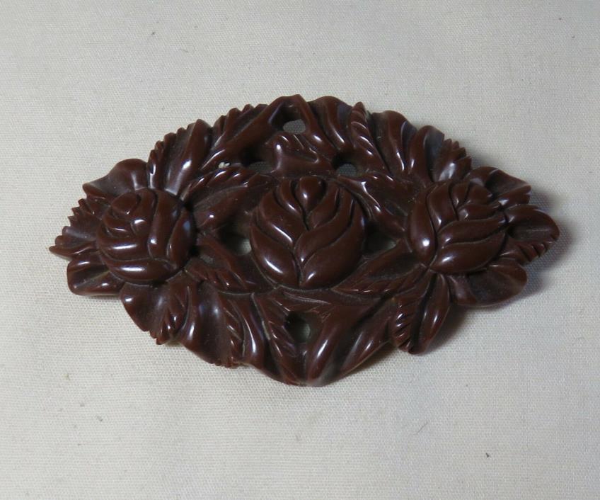 Vintage Brown Bakelite Brooch Pin