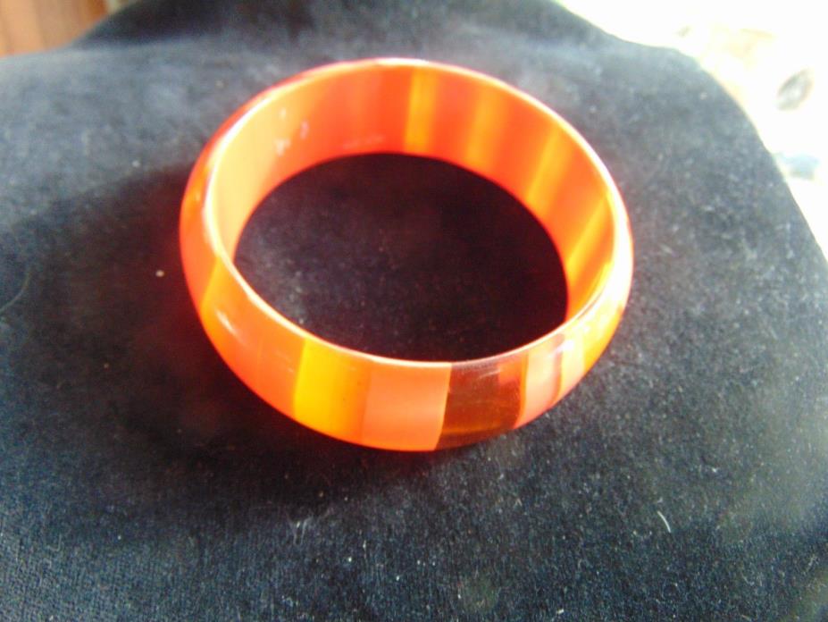 Vintage 2 toned Orange Striped Lucite Bangle Bracelet