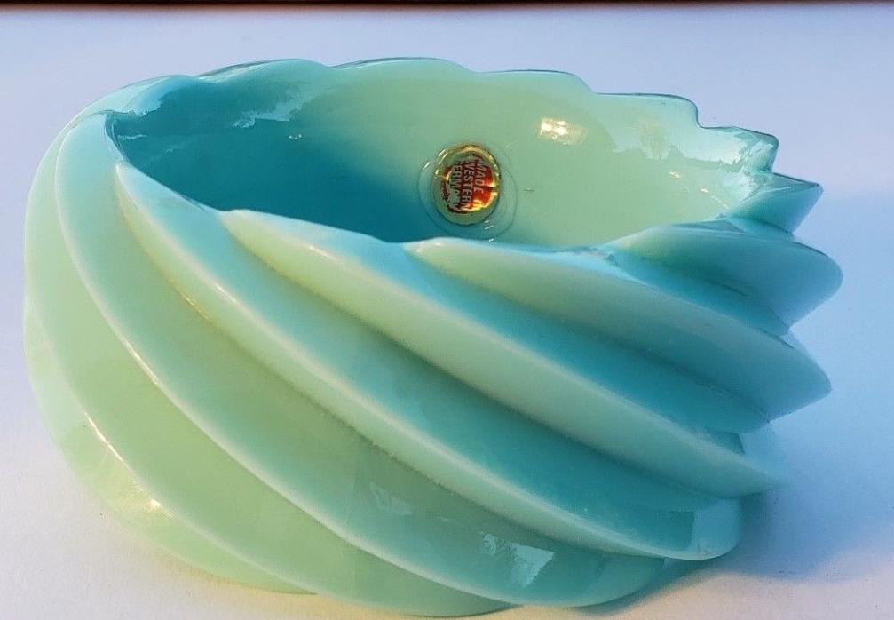 Vintage Bakelite Twist Swirl Blue Bangle Bracelet Made in West Germany
