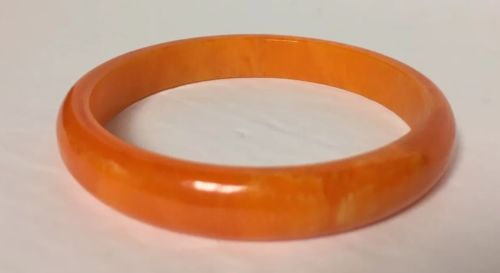 Vintage Orange Bakelite Tangerine Swirl Bakelite Bangle Bracelet Marbled