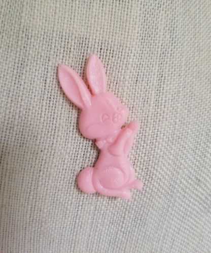 Vintage pink plastic bunny rabbit pin cute kitsch easter spring