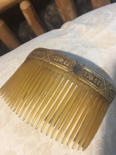 Vintage Celluloid Hair Comb Decorative Made in France Antique Victorian Style