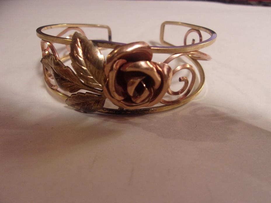 beautiful rose bangle bracelet, 12k g.f probst u.s.a