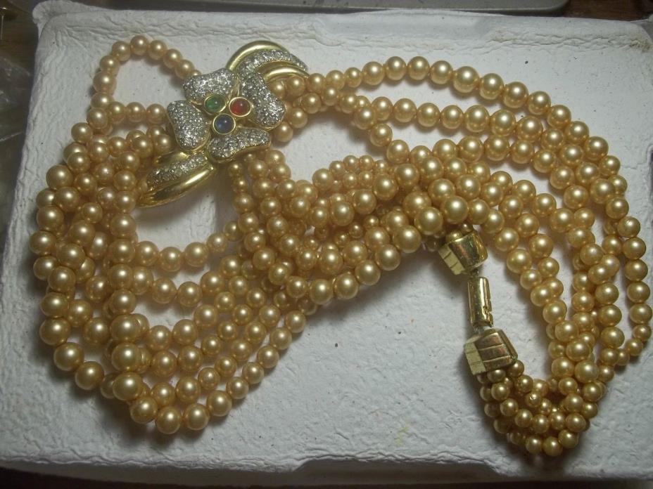vintage vogue bijoux  6 strand pearl necklace