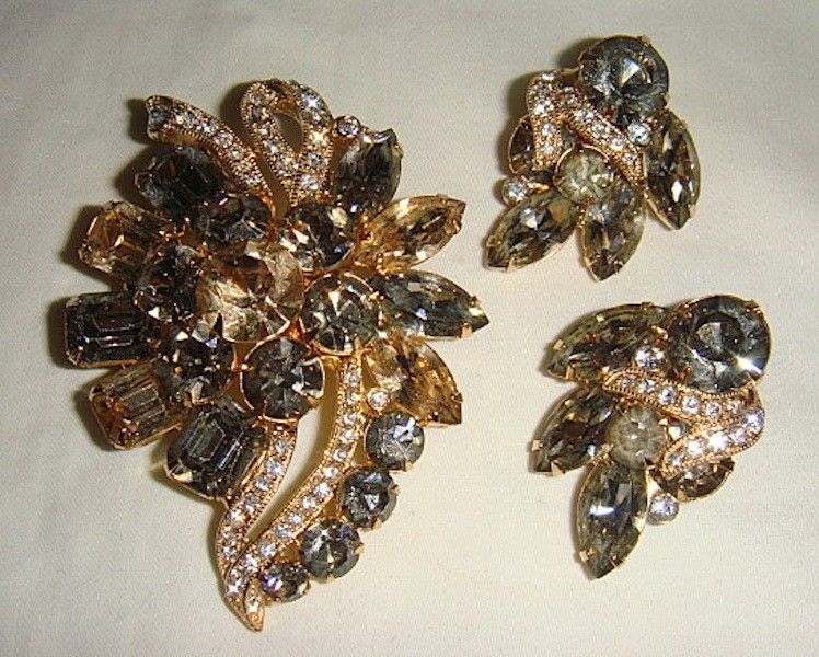 Vintage Eisenberg Ice Pin & Earrings Set