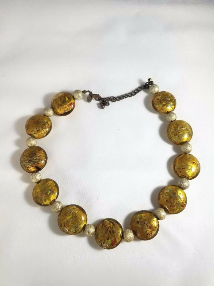 Vintage Premier Design Yellow Glass Bead Necklace